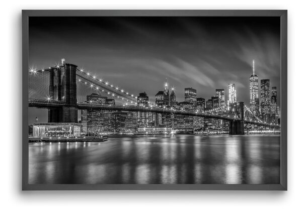 BROOKLYN BRIDGE Nightly Impressions | Monochrome - falikép keretben | artbridge