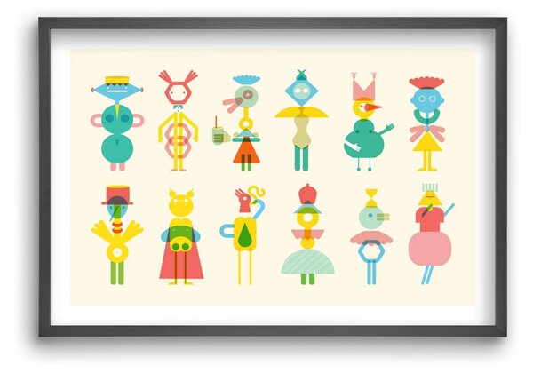 Geometric Friends - falikép keretben | artbridge