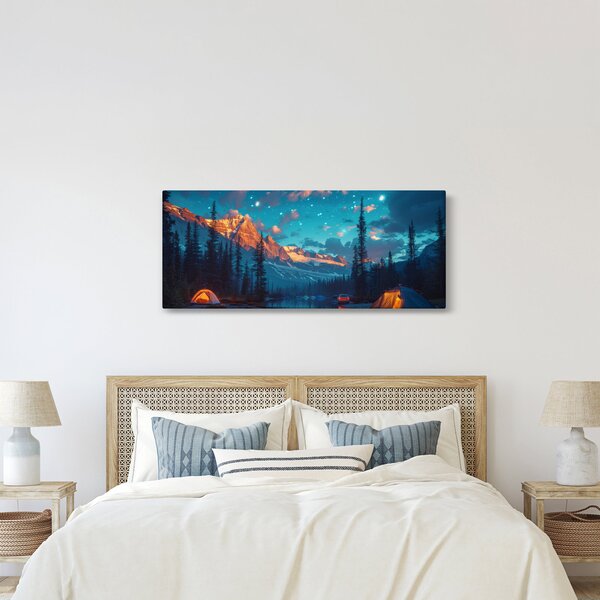 Kép - Kempingezés a hegyekben (120x50 cm)