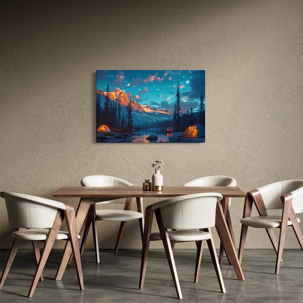Kép - Kempingezés a hegyekben (90x60 cm)