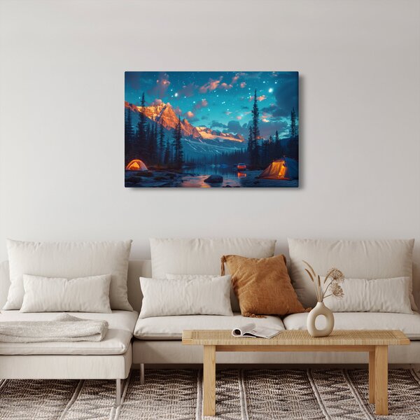 Kép - Kempingezés a hegyekben (90x60 cm)
