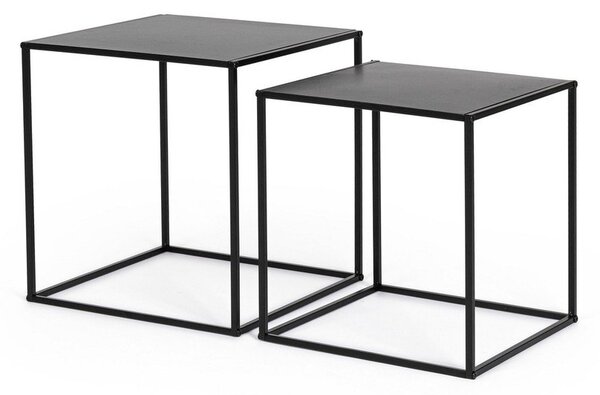 Fekete fém dohányzóasztal szett 2 db-os 38x38 cm Alrik – Yes Everyday