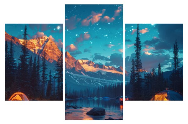 Kép - Kempingezés a hegyekben (90x60 cm)