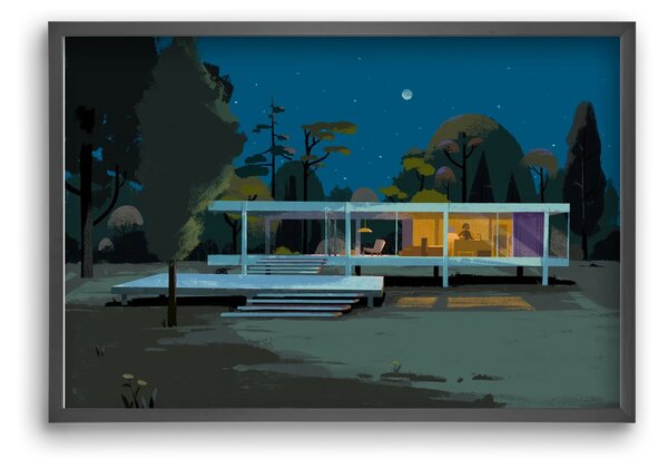 Mid-century at midnight - falikép keretben | artbridge