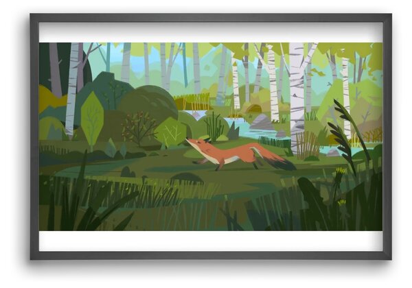 Fox in the forest - falikép keretben | artbridge