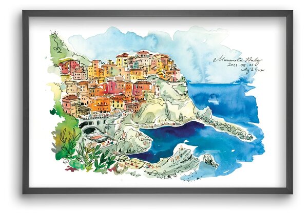 MANAROLA, Cinque Terre, Italy - 2023.08.01. - falikép keretben | artbridge