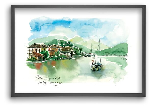 PELLA, Lago d'Orta, Italy - 2023.07.29. - falikép keretben | artbridge