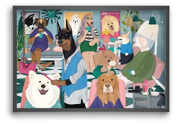 Dogs at the hairdresser - falikép keretben | artbridge