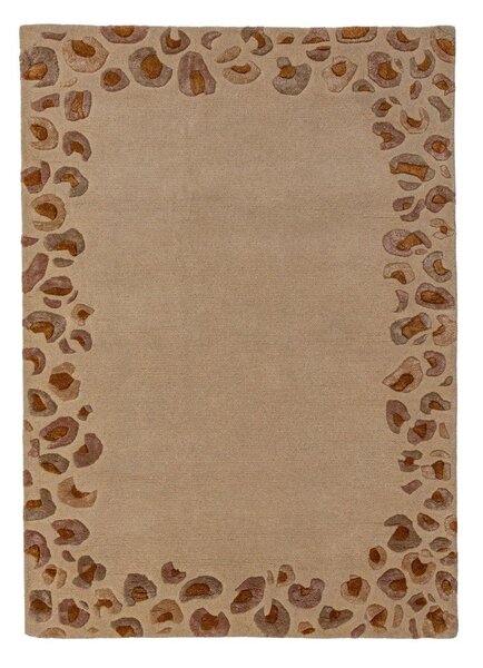 Natúr színű kézi szövésű gyapjúkeverék szőnyeg 160x230 cm Leopard Frame – Flair Rugs