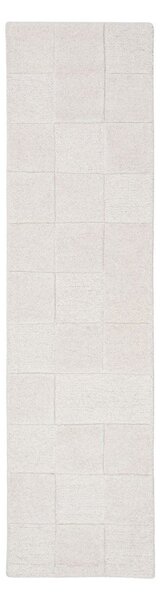 Elefántcsont színű kézi szövésű gyapjú futószőnyeg 60x230 cm Checkerboard – Flair Rugs