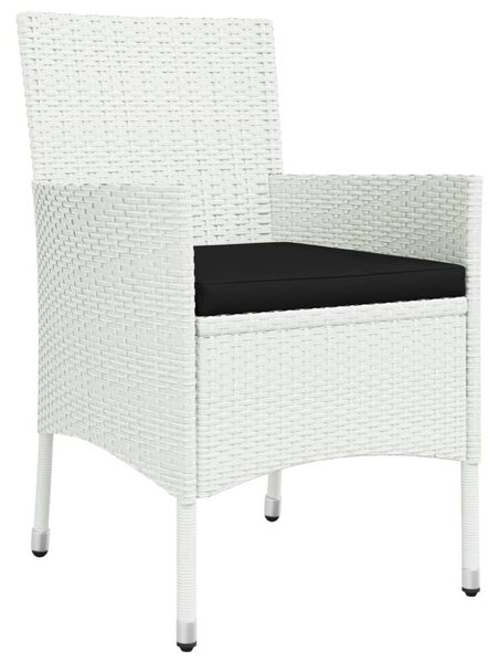 VidaXL 5 részes fehér polyrattan kerti étkezőgarnitúra párnákkal