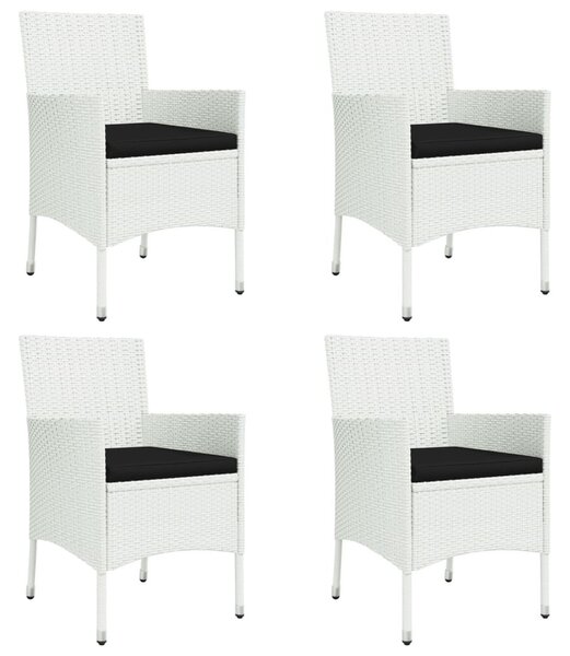 VidaXL 5 részes fehér polyrattan kerti étkezőgarnitúra párnákkal