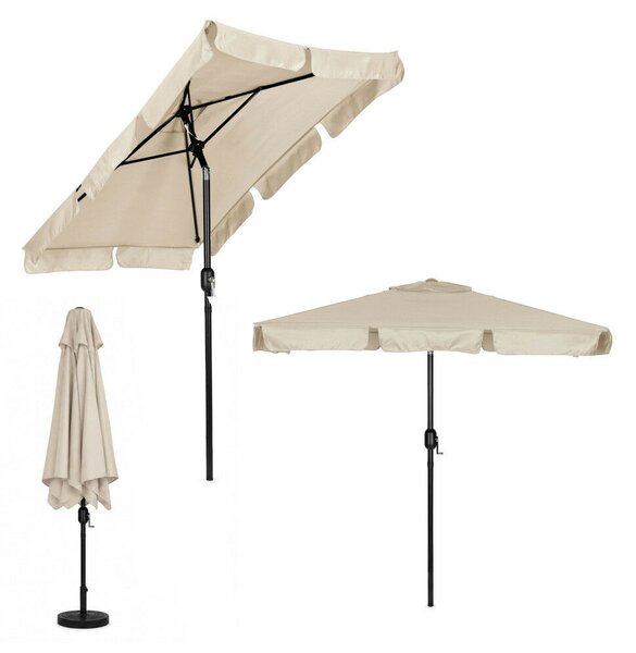 Kerti napernyő, MultiGarden SL-UM019-3, bézs, téglalap alakú, 200 x 130 cm, magasság: 212 cm, tekerőkarral, 38 mm acél rúd, 4 szegmens, dönthető, UV-álló, esőálló, 160 g/m2