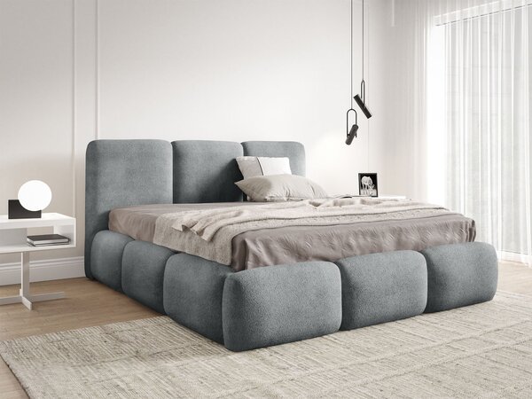 BUBBLA egyszemélyes kárpitozott ágy ágyneműtartóval 120x200 - szürke Coral