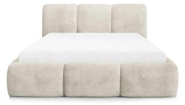BUBBLA egyszemélyes kárpitozott ágy ágyneműtartóval 120x200 - krémszínű Coral