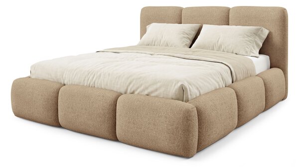 BUBBLA egyszemélyes kárpitozott ágy ágyneműtartóval 120x200 - barna Doha