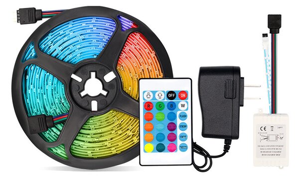 5méteres RGB led szalag táppal és távírányitóval