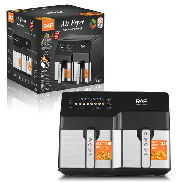 RAF 9 literes okos digitális air fryer - 2 kosárral + ajándék receptkönyv