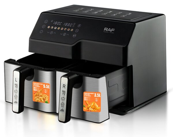 RAF 9 literes okos digitális air fryer - 2 kosárral + ajándék receptkönyv