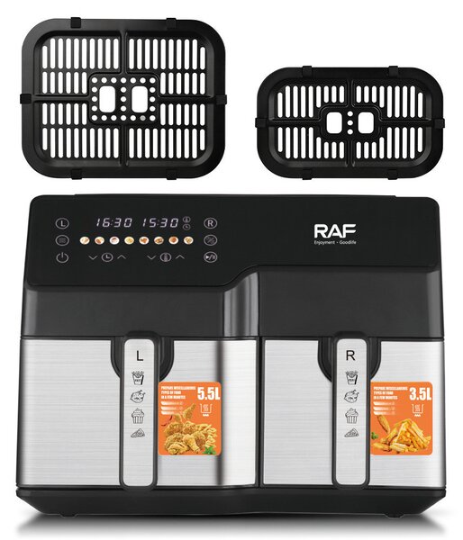 RAF 9 literes okos digitális air fryer - 2 kosárral + ajándék receptkönyv