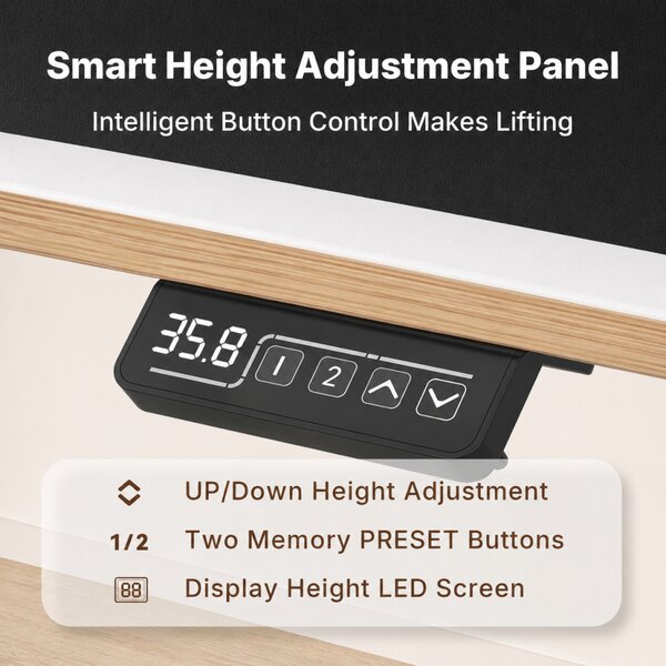 NearHub OD20E-W-120 elektromos állítható magasságú íróasztal – fehér, 120 × 60 cm