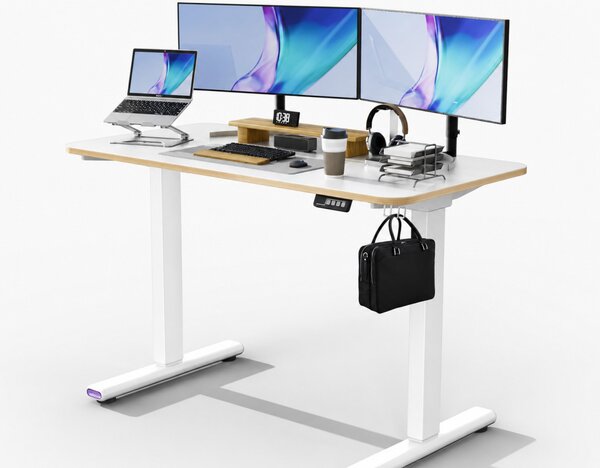 NearHub OD20E-W-120 elektromos állítható magasságú íróasztal – fehér, 120 × 60 cm