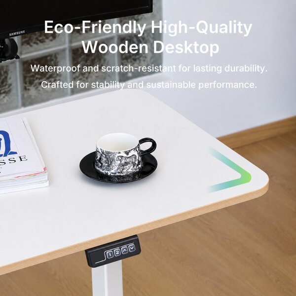 NearHub OD20E-W-120 elektromos állítható magasságú íróasztal – fehér, 120 × 60 cm