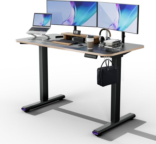 NearHub OD30E-B-140 elektromos állítható magasságú íróasztal – fekete, 140 × 60 cm