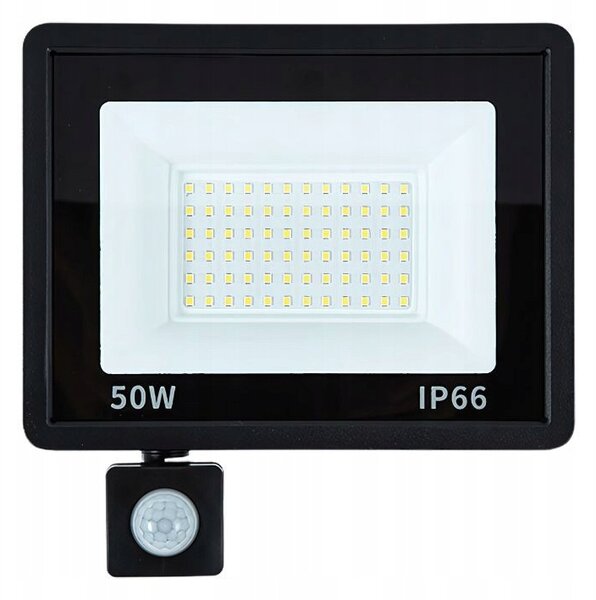 50 W kültéri LED reflektor mozgás- és szürkületérzékelővel, IP66