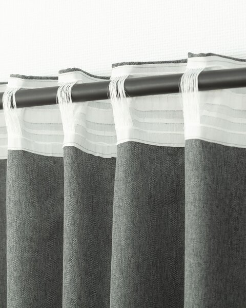 BASIC függöny ráncolószalaggal 140x300cm szürke denim 1 db