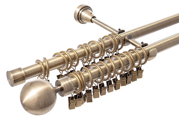 Elegant antik sárgaréz kétsoros karnis 160cm