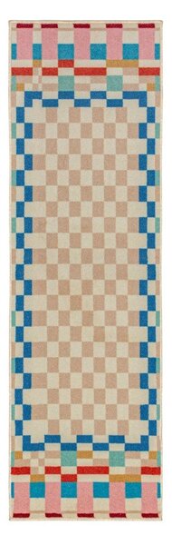 Gyapjúkeverék futószőnyeg 80x300 cm Checkered Border – Flair Rugs