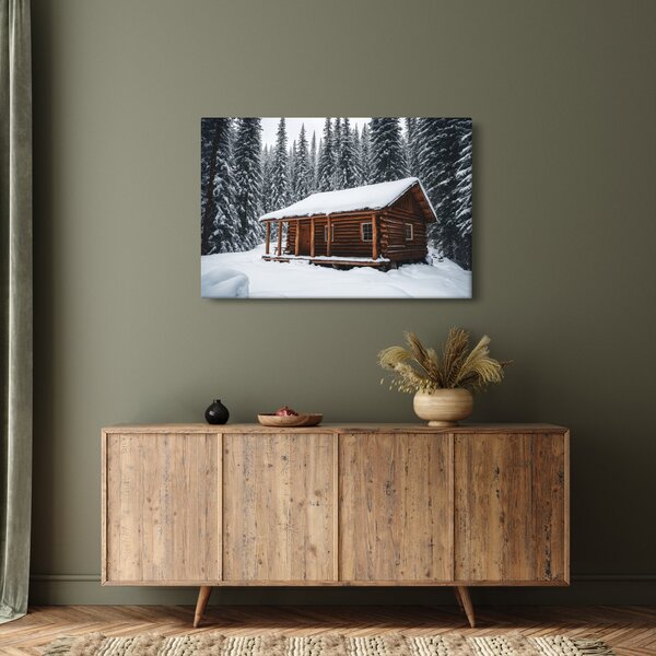 Kép - Hóval borított kunyhó (90x60 cm)