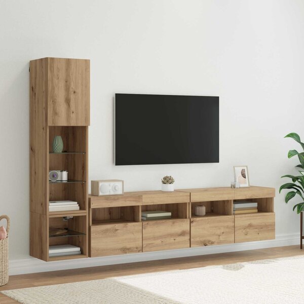 TV faliszekrény leddel 4 pcs Artisan tölgy Faanyag