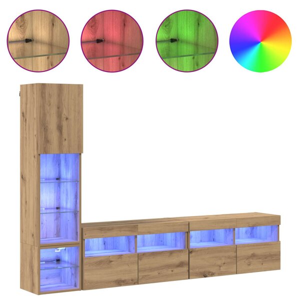 TV faliszekrény leddel 4 pcs Artisan tölgy Faanyag