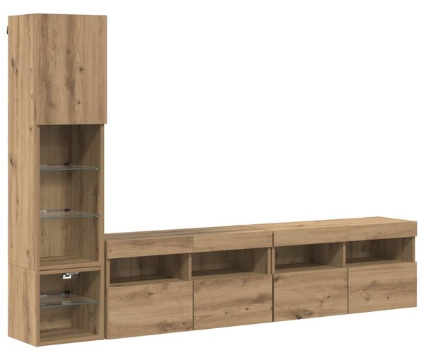 TV faliszekrény leddel 4 pcs Artisan tölgy Faanyag