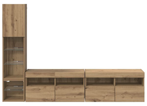 TV faliszekrény leddel 4 pcs Artisan tölgy Faanyag