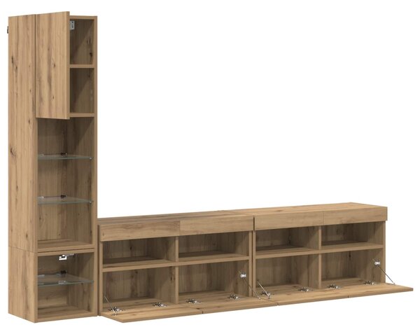 TV faliszekrény leddel 4 pcs Artisan tölgy Faanyag