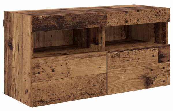 TV Fali Egységek LED-del 5 pcs Öreg fa 80 x 30 x 40 cm Faanyag