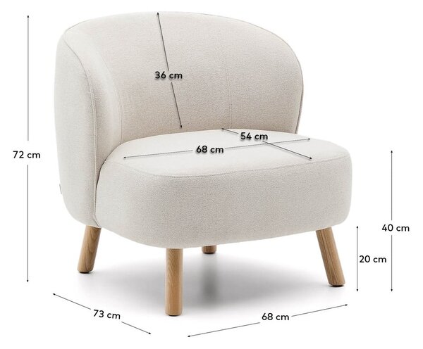 Krémszínű zsenília fotel Ulit – Kave Home