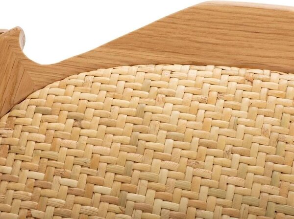 Vintage stílusú étkezőszék, rattan ülőrésszel, natúr fa - BISTRO