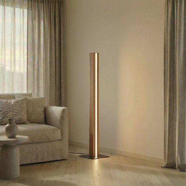 Állólámpa Lucande, Lieske, dimmable, Fa, Nappali, Fa, Modern