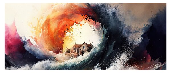 Kép - Az árvíz örvényében, akvarell (120x50 cm)