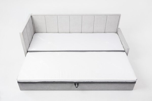 Szürke zsenília kinyitható-tárolóhelyes kanapé 214 cm Fulgeo – ELTAP
