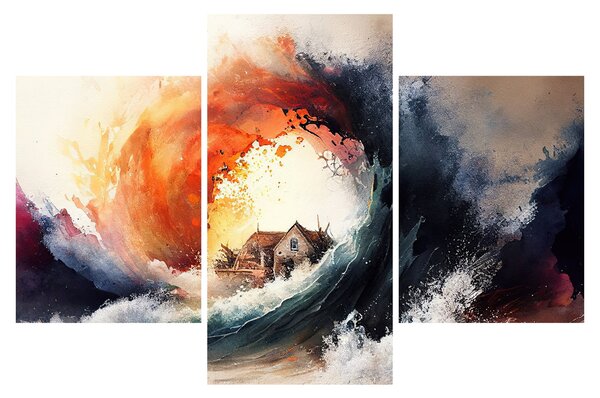 Kép - Az árvíz örvényében, akvarell (90x60 cm)