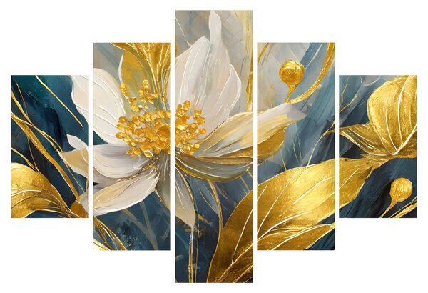 Kép - Festmény arany virágok (150x105 cm)