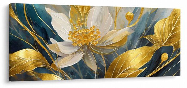 Kép - Festmény arany virágok (120x50 cm)