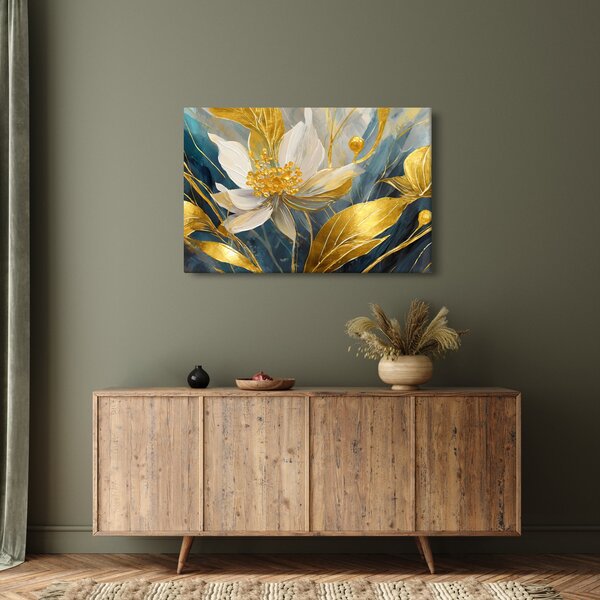 Kép - Festmény arany virágok (90x60 cm)