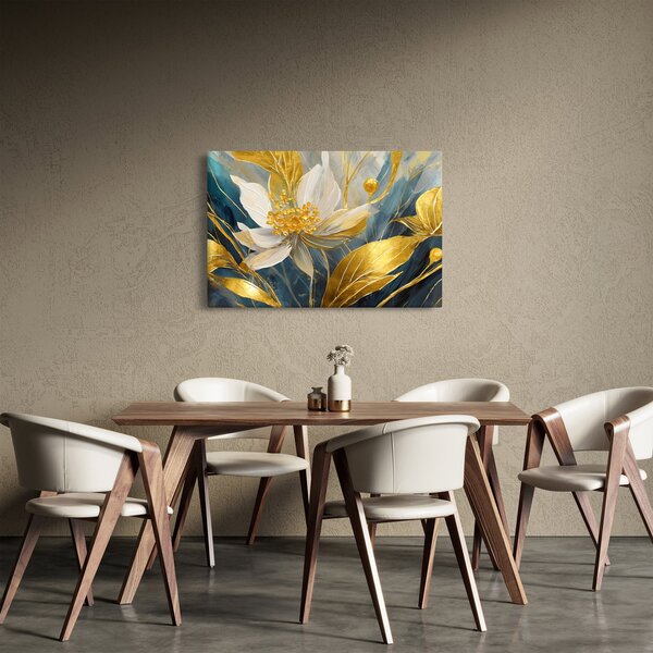 Kép - Festmény arany virágok (90x60 cm)