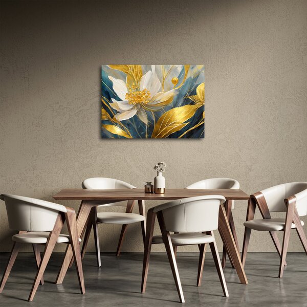 Kép - Festmény arany virágok (70x50 cm)